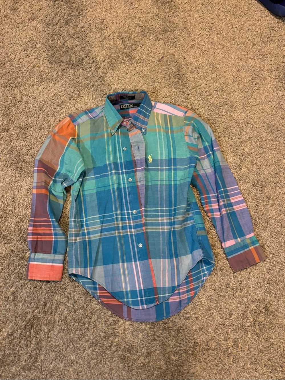 Vintage Ralph Lauren Multicolor Plaid Button-Down Shirt - Teal/Blue/Coral